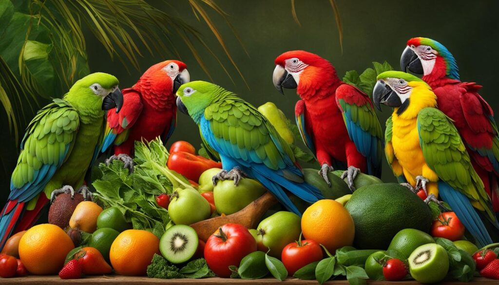 feeding parrots