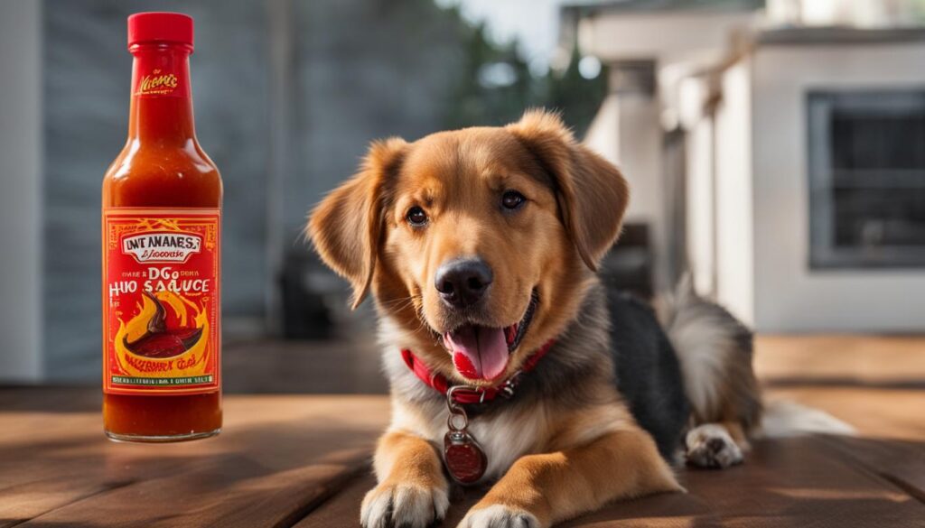 Dog consuming hot sauce