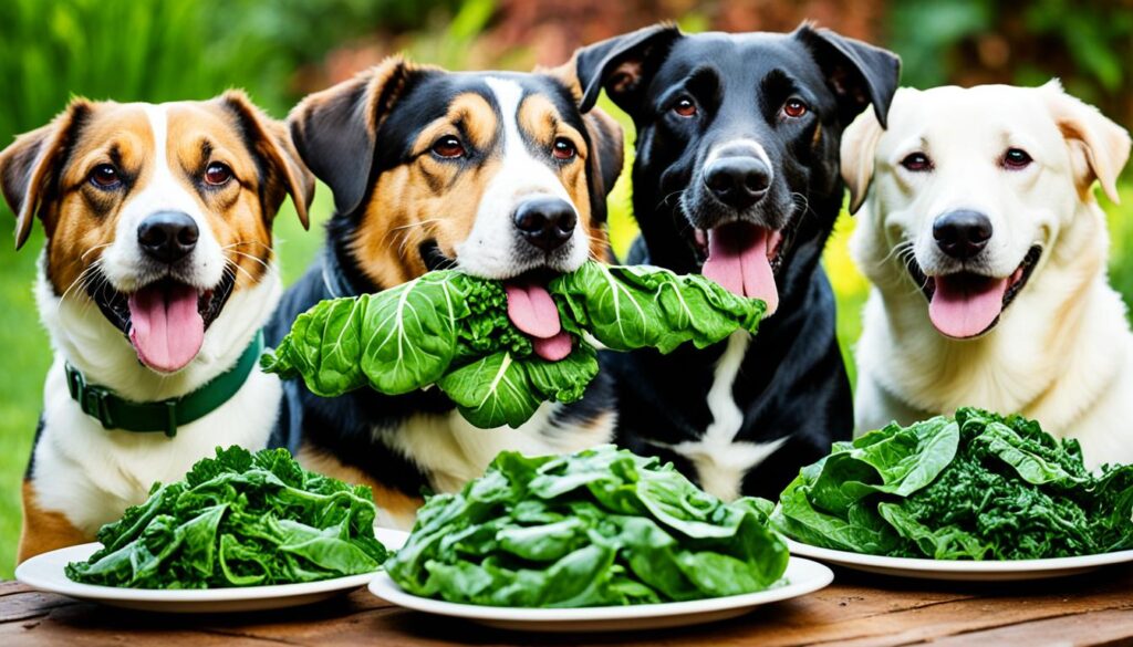 dogs eating collard greens