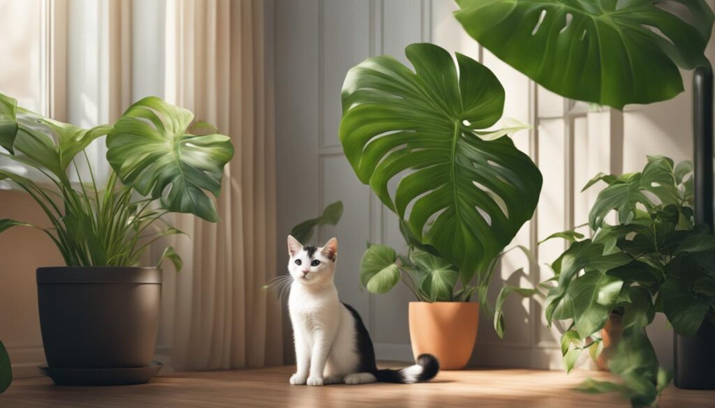 preventing cats from ingesting monstera plants