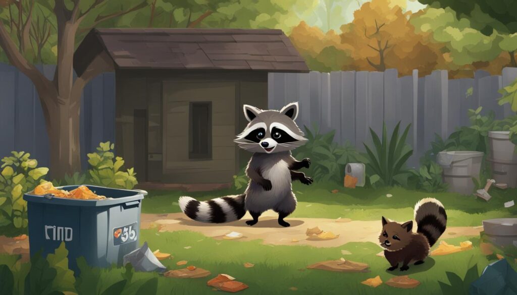 raccoon and cat fighting